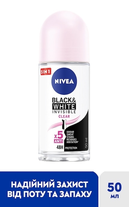 NIVEA-Антиперспирант Nivea Черное и белое Невидимый прозрачный шариковый 50 мл-4006000032481
