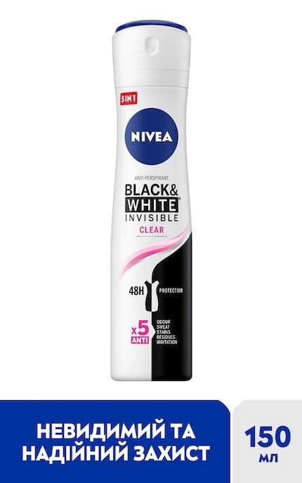 NIVEA-Дезодорант-антиперспирант Nivea Черное и Белое Невидимый прозрачный, 150 мл-4006000026596