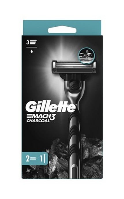 GILLETTE MACH 3-Станок для бритья мужской (Бритва) Gillette Mach3 Charcoal с 2 сменными картриджами.-8700216074308