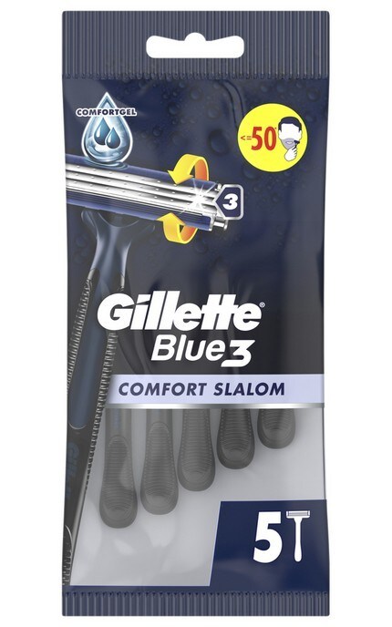GILLETTE-Одноразовые станки для бритья мужские Gillette Blue 3 Comfort Slalom, 5 шт-8006540808689