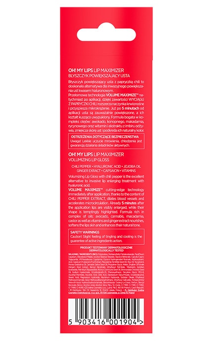 EVELINE-Блиск для губ Eveline Cosmetics Oh! My lips Lip Maximizer Chili з ефектом збільшення губ 5 мл-5903416001904