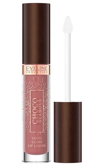 EVELINE-Жидкая виниловая помада для губ Choco Glamour 03 Toffee Coffee 4.5 мл-5903416058908