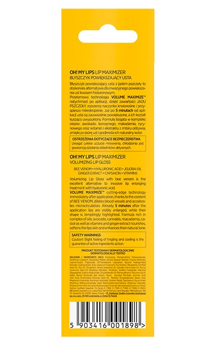 EVELINE-Блиск для губ Eveline Cosmetics Oh! My lips Lip Maximizer Bee Wenom з ефектом збільшення губ 5 мл-5903416001898