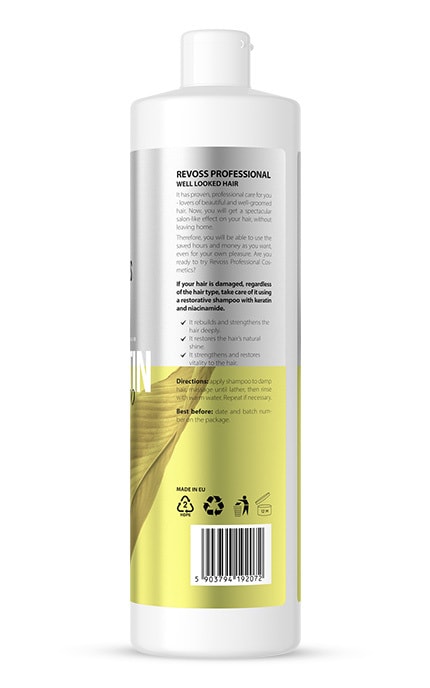 REVOSS-Шампунь для волосся Revoss Відновлення з кератином 900 мл-5903794192072