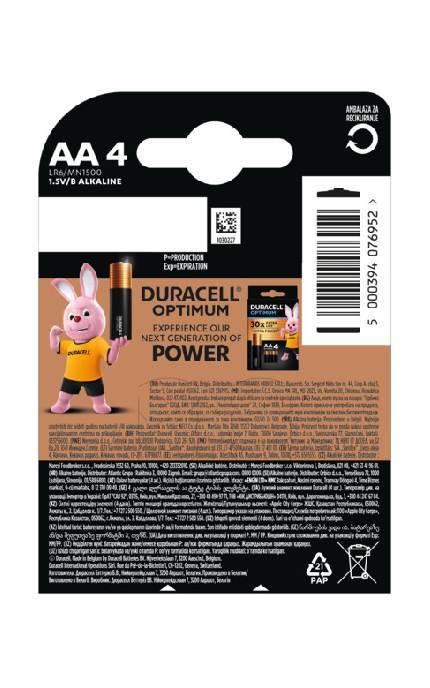 DURACELL-Батарейки Duracell Basic AA LR6 Alkaline 4 шт-5000394076952