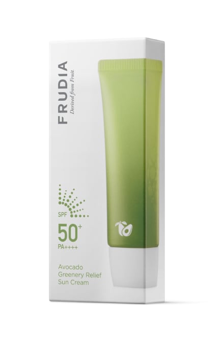 FRUDIA-Зволожуючий захисний крем Frudia Sun Avocado Greenery Relief для чутливої шкіри SPF 50+ 50 г-8803348040903