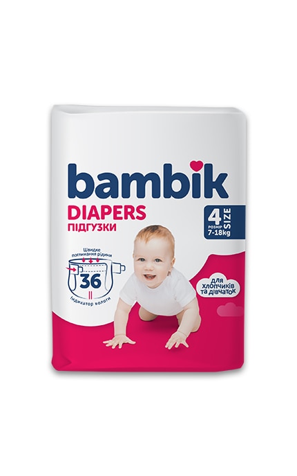 BAMBIK-Подгузники детские Bambik одноразовые Medium размер 4 MAXI (7-18 кг), 36шт-4823071652277