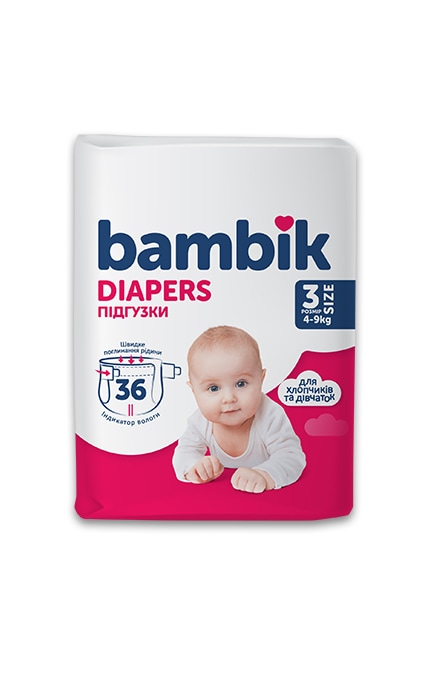 BAMBIK-Підгузки дитячі Bambik одноразові Medium розмір 3 MIDI (4-9 кг), 36шт-4823071652284