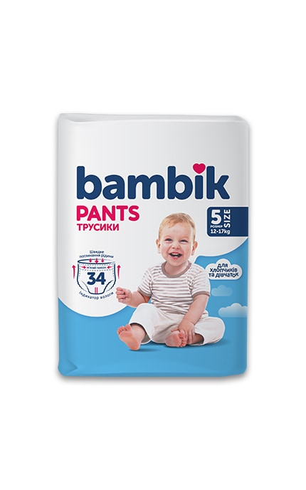 BAMBIK-Подгузники-трусики детские Bambik одноразовые размер 5 12-17кг 34шт-4823071652543