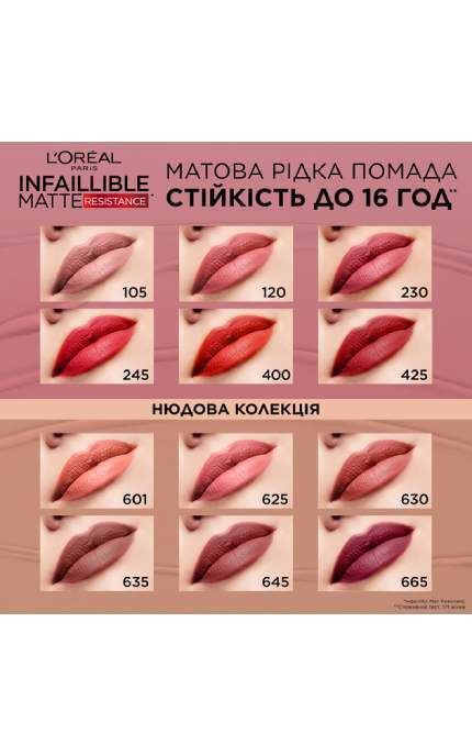 L'OREAL PARIS-Помада жидкая для губ L'Oreal Paris Infallible Matte Resistance 665 матовая 5 мл-30188679