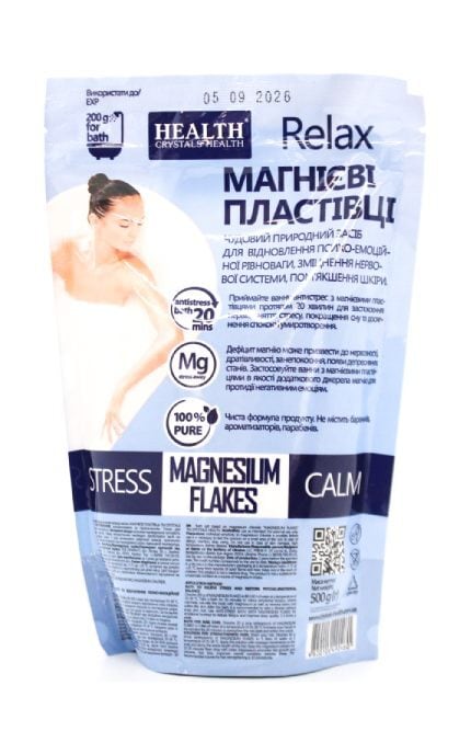 CRYSTALS HEALTH-Соль для ванн Crystal Health Магниевые хлопья 500 г -4820106490460