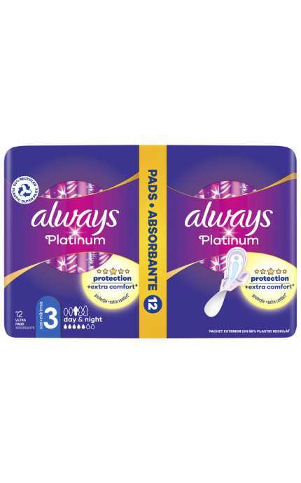 ALWAYS-Прокладки гігієнічні Always Platinum Day&Night Розмір 3 12 шт-8001090445070