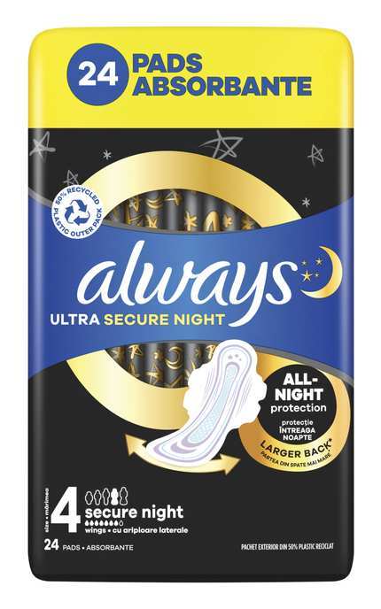 ALWAYS-Прокладки гігієнічні Always Ultra Secure Night Розмір 4 24 шт-8006540093764