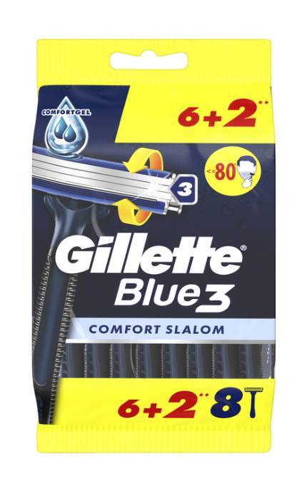 GILLETTE-Бритвы мужские Gillette Blue 3 Comfort Slalom Одноразовые 8 шт -8006540808764