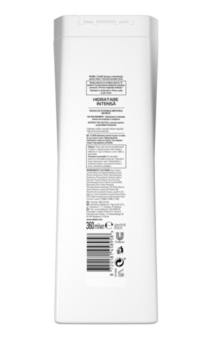 CLEAR-Шампунь для жінок Clear Інтенсивне зволоження проти лупи 360 мл-8720181458958