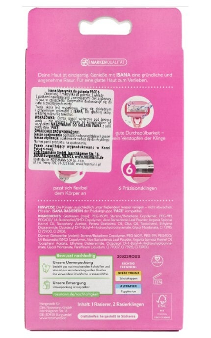 ISANA-Станок для гоління жіночий Isana Pace 6 1 шт-4305615338545