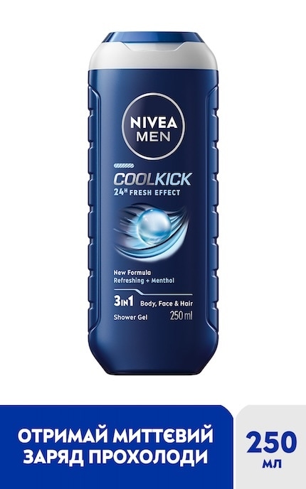 NIVEA-Гель для душа Nivea Men Cool Kick для тела, лица и волос 250 мл -4006000009339