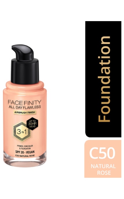 MAX FACTOR-Тональная основа Max Factor Facefinity All Day Flawless 3в1 50 Natural 30 мл-3616303999452