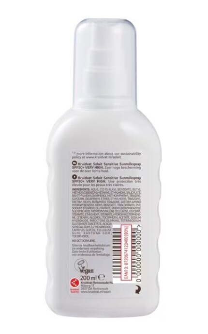 SOLAIT-Спрей сонцезахисний Kruidvat Solait Sensitive SPF50+  200 мл-8720674231730