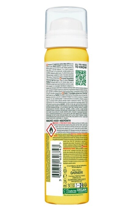 SKIN NATURAL-Спрей-мист для лица Garnier Vitamin C SPF 50+ Солнцезащитный 75 мл-3600542626743