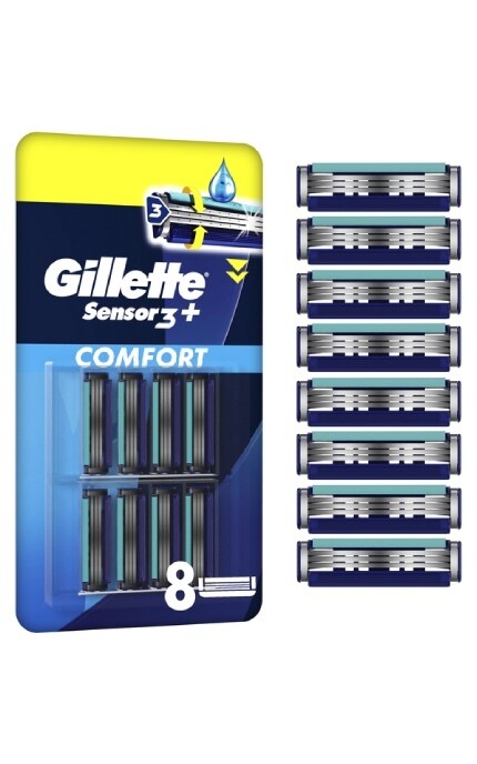 GILLETTE SENSOR-Сменные картриджи для бритья (лезвия) мужские Gillette Sensor 3+ 8 шт-8700216873727