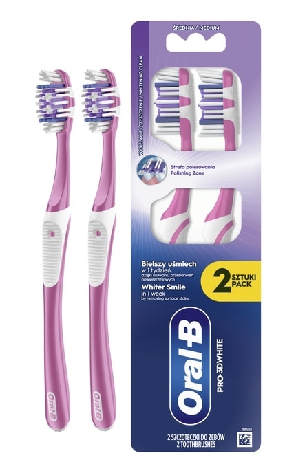 ORAL B-Зубна щітка Oral-B Pro 3D White Відбілювання Середньої жорсткості 2 шт -8700216459761