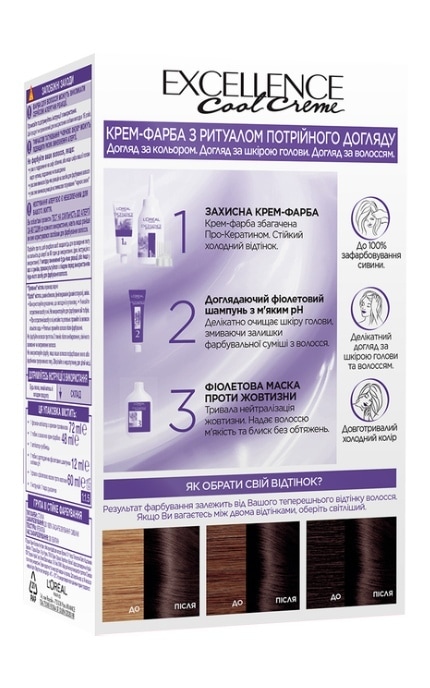 EXCELLENCE-Стойкая краска для волос L'Oreal Paris Excellence Cool Creme 5.11 Ультрапопильный светло-каштановый-3600524094140