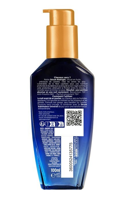 ELSEVE-Нічна незмивна сироватка L'Oreal Paris Elseve Huile Extraordinaire Midnight Serum для інтенсивного живлення волосся до 72 годин 100 мл-3600524135775