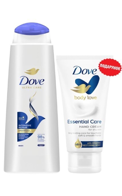 DOVE-Подарунковий набір Dove Інтенсивне відновлення Шампунь 400 + Крем для рук 75 мл-8720633015265