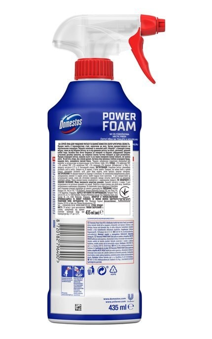 DOMESTOS-Спрей-піна Domestos Power Foam для чищення унітазу та ванної Арктична свіжість 435 мл-8720182796400