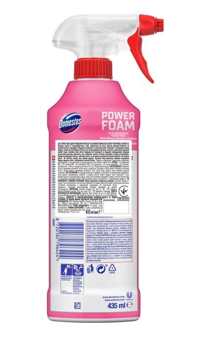 DOMESTOS-Спрей-піна Domestos Power Foam для чищення унітазу та ванної Квіткова свіжість 435 мл-8720182796424