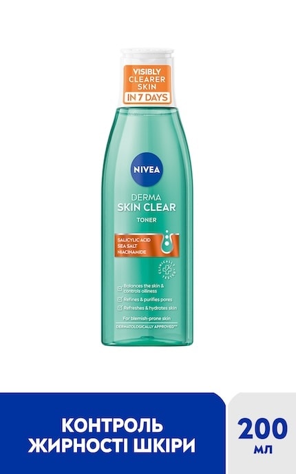 NIVEA-Тонік для обличчя Nivea Derma Skin Clear, 200 мл-9005800361536