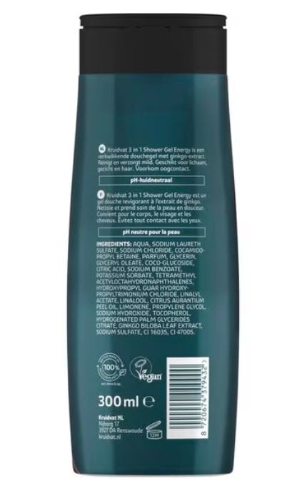 KRUIDVAT-Гель для душу Kruidvat 3-в-1 Енергетичний 300 мл-8720674379432