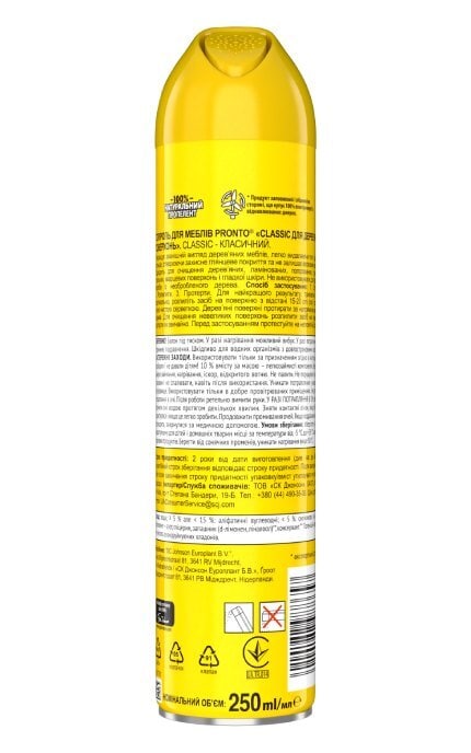 PRONTO-Аэрозоль для мебели Pronto Классик Блеск 250 мл-5010182988657