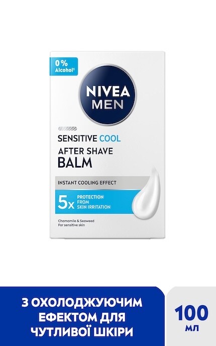 NIVEA-Бальзам після гоління чоловічий Nivea Men охолоджуючий для чутливої шкіри без вмісту спирту 100 мл-5900017102603