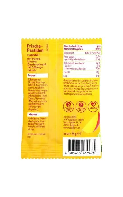 ALTAPHARMA-Льодяники зі смаком манго-лайм Altapharma 25 г-4305615619675