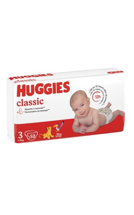 HUGGIES-Підгузки Huggies Classic 3 4-9 кг Jumbo 52 шт-5029053579788