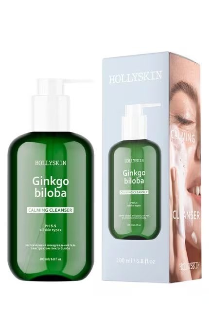 HOLLISKIN-Успокаивающий очищающий гель для лица Hollyskin Ginkgo biloba Calming Cleanser с экстрактом гинкго билоба 200 мл -4823109701335