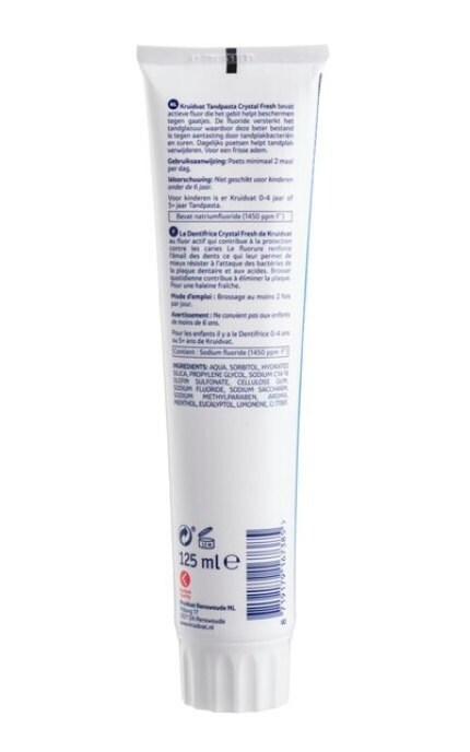 KRUIDVAT-Зубна паста Kruidvat Crystal Fresh Active Fluor для зміцнення емалі та профілактики карієсу 125 мл-8720674391946