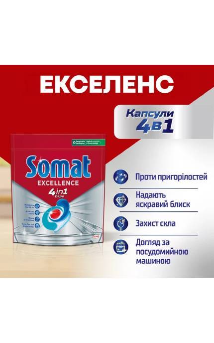 SOMAT-Таблетки для посудомоечной машины Somat Exellence 60 шт-9000101808087
