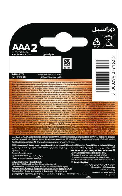 DURACELL-Батарейки Duracell Basic AAA LR03 Alkaline 2 шт-5000394077133