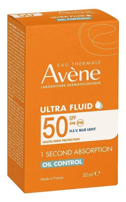 AVENE-Солнцезащитный флюид для лица Avene Ultra-Fluid Oil Control 1 Second Absorption SPF50 50 мл-3282770397680