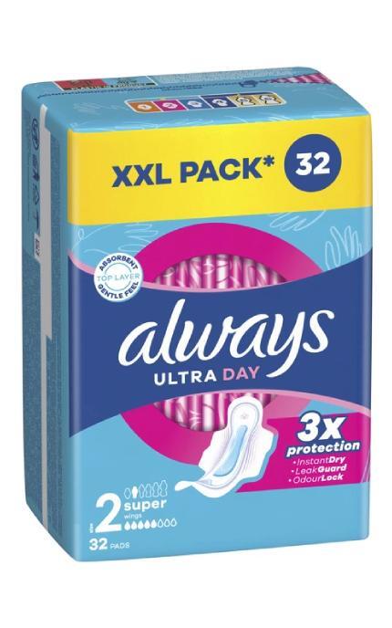 ALWAYS-Прокладки гігієнічні Always Ultra Day Super Розмір 2 32 шт-8700216861199