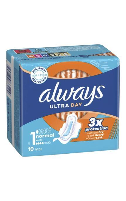 ALWAYS-Гигиенические прокладки Always Ultra Day Normal (размер 1) 10 шт-8700216861120