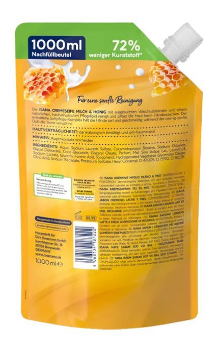 ISANA-Рідке мило Isana Milk&Honey 1000 мл-4068134187222