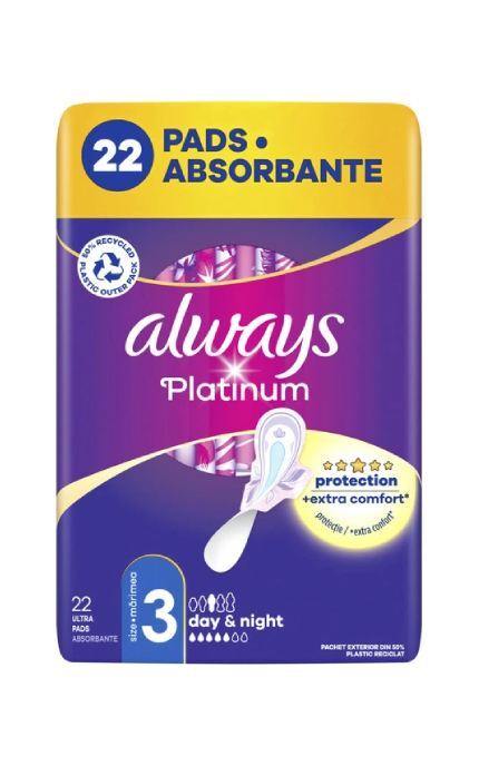 ALWAYS-Гігієнічні прокладки Always Platinum Day&Night Розмір 3 22 шт-8001841913919