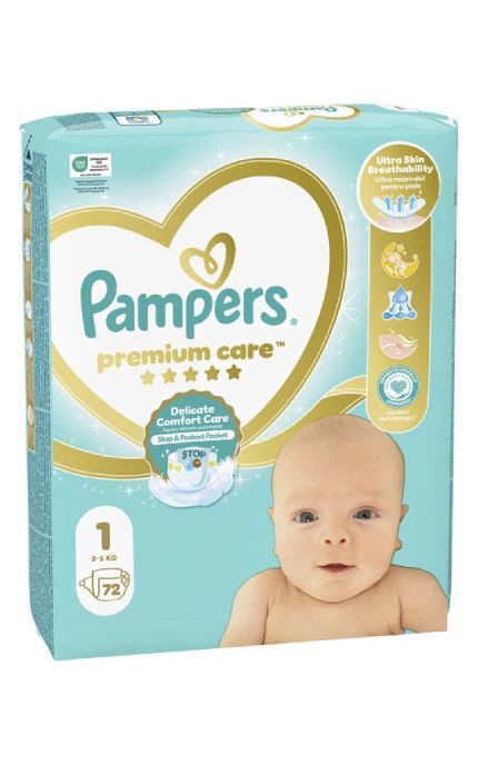 PAMPERS-Підгузки Pampers Premium Care Розмір 1 (2-5 кг) 72 шт-8006540858073