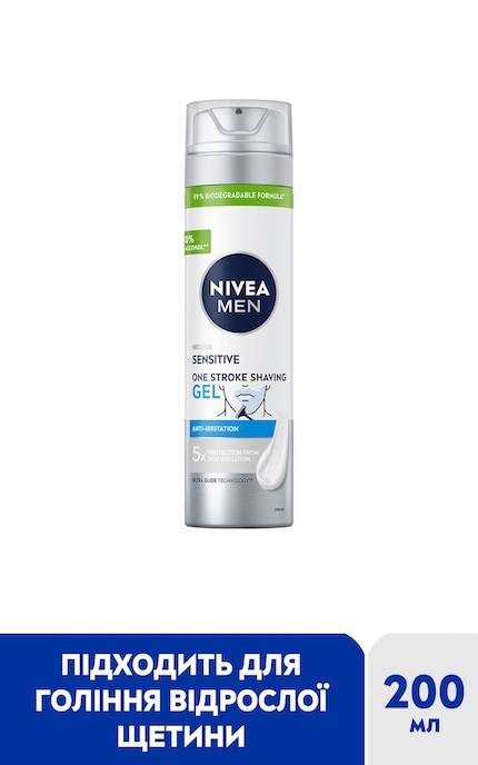NIVEA-Гель для легкого бритья чувствительной кожи Nivea Men с экстрактом ромашки 200 мл-5900017068596