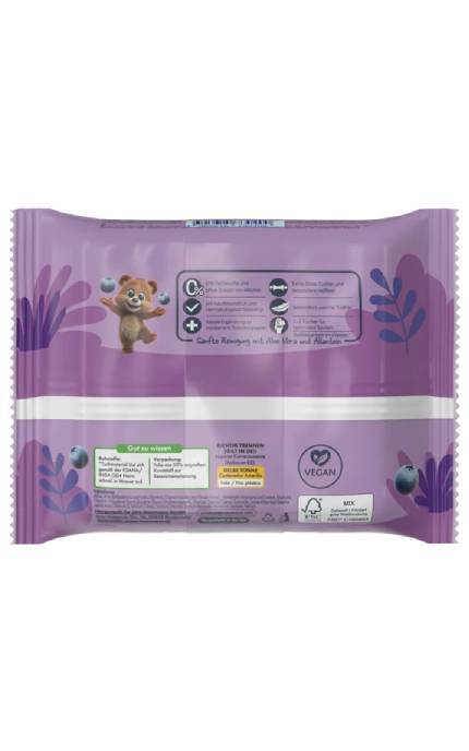 ALOUETTE-Влажная туалетная бумага Alouette Kids Blaubeer-Vanille Duft для детей 60 шт-4305615581705