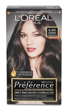 PREFERENCE-Краска для волос L’Oreal Paris Preference 4.01 Париж глубокий каштан 1 шт-3600521916704-